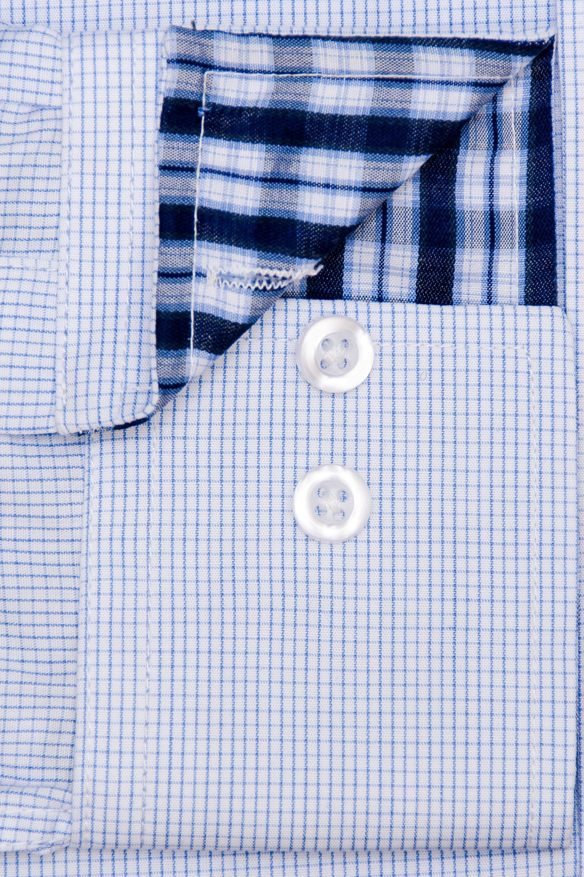 Men's Slim Fit Dress Shirt: Light Blue Square Pattern, Cotton