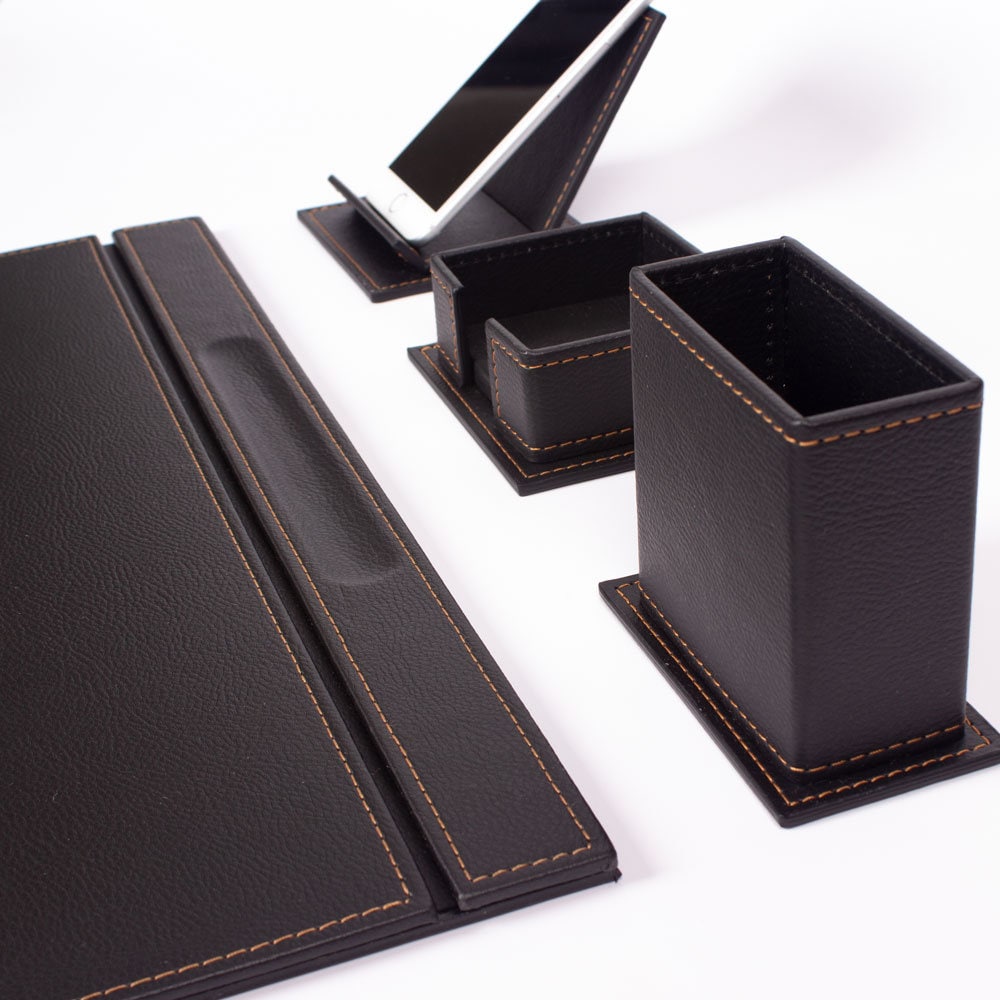 MOOG Luxury Desk Set-4 Accessories- Black - 4 PCS