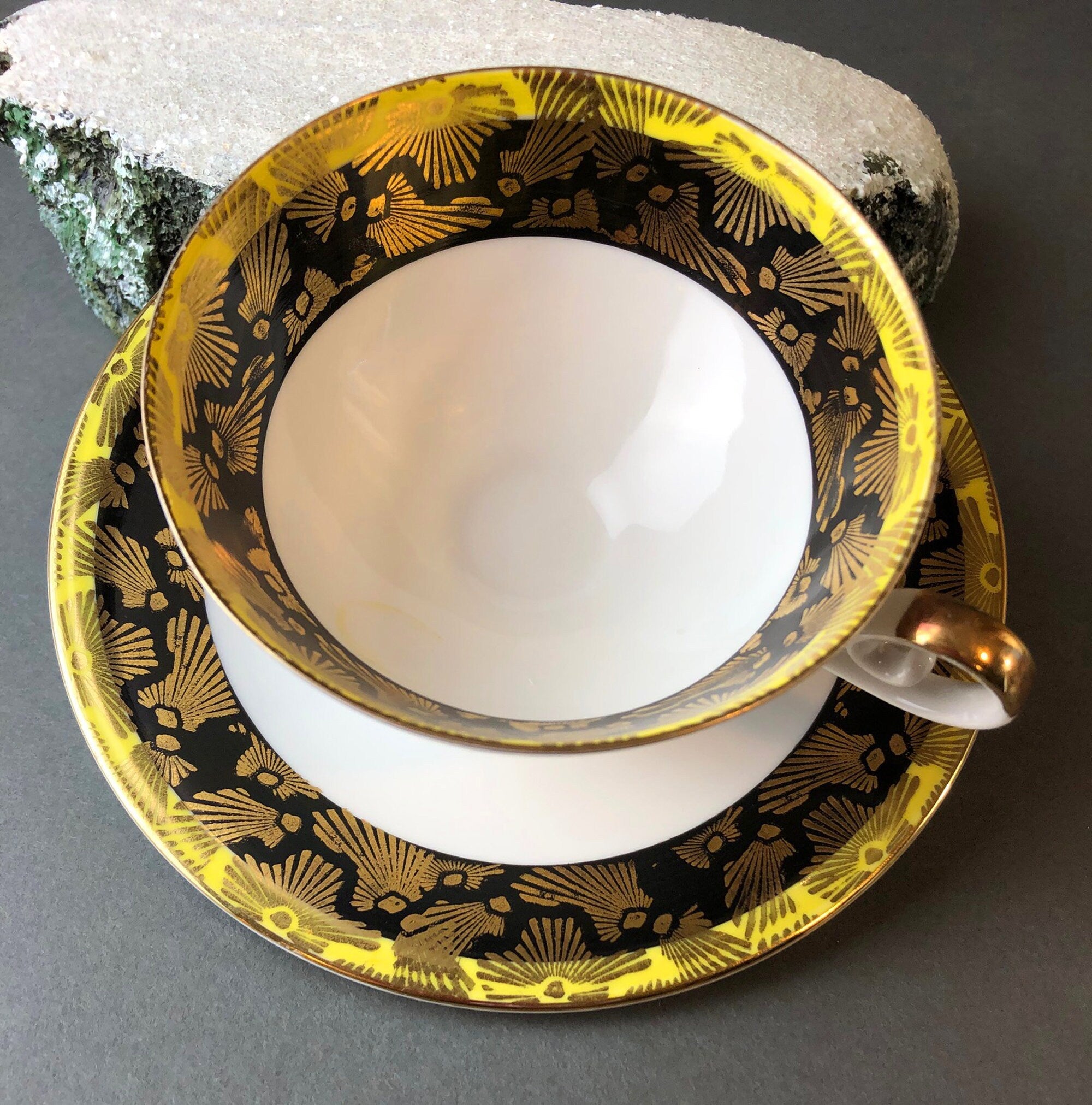 Antique Bavarian Porcelain Tea Cup and Saucer by Eberthal
