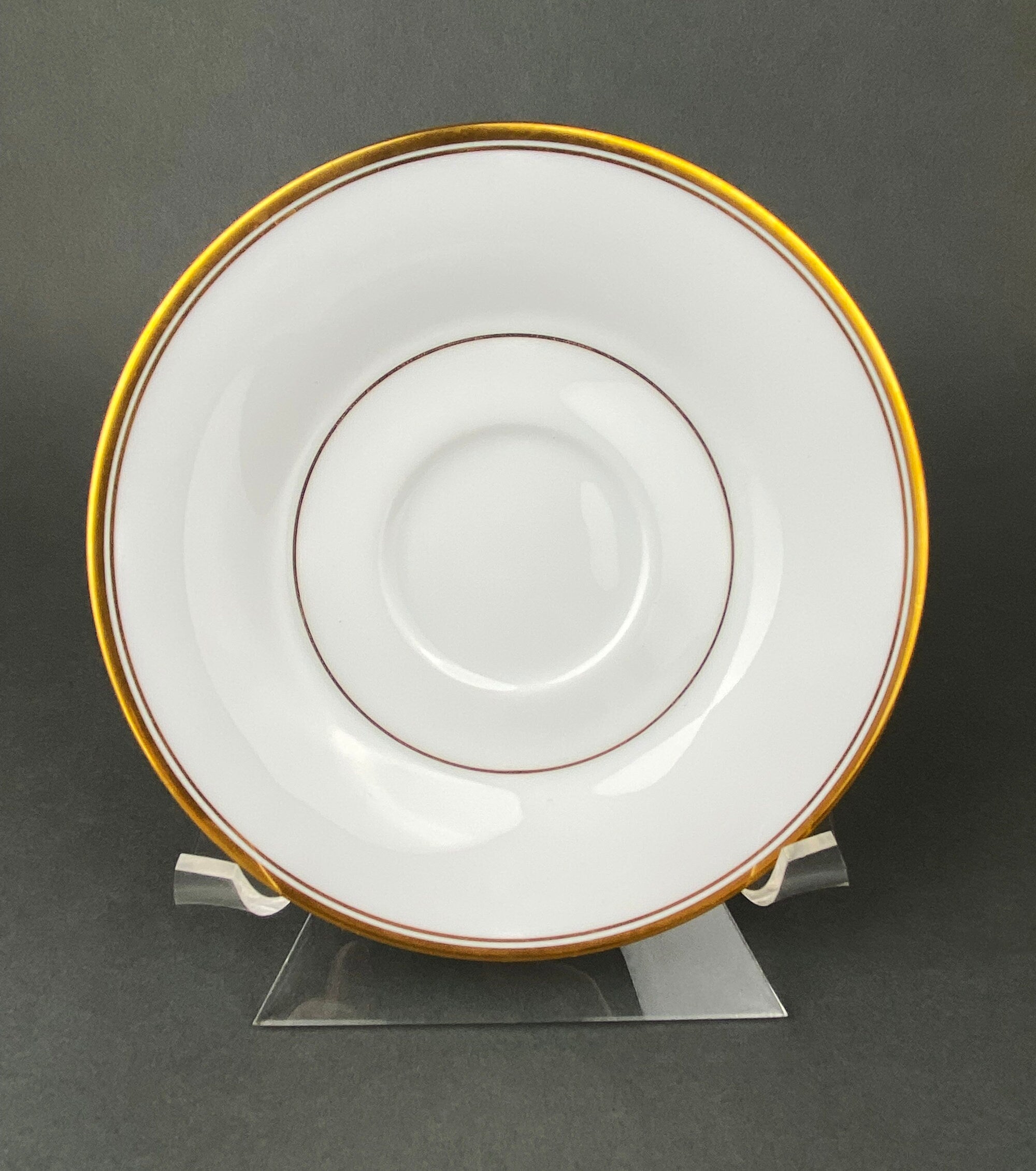 Vintage Noritake Allison Porcelain Soup Bowls & Saucers, Gold Wedding Band China, Set of 7