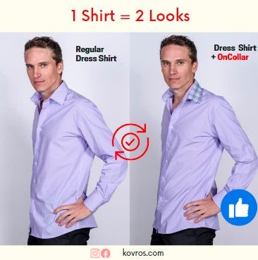Men's Slim Fit Lavender Dress Shirt: Modern Cotton with Collar Cover