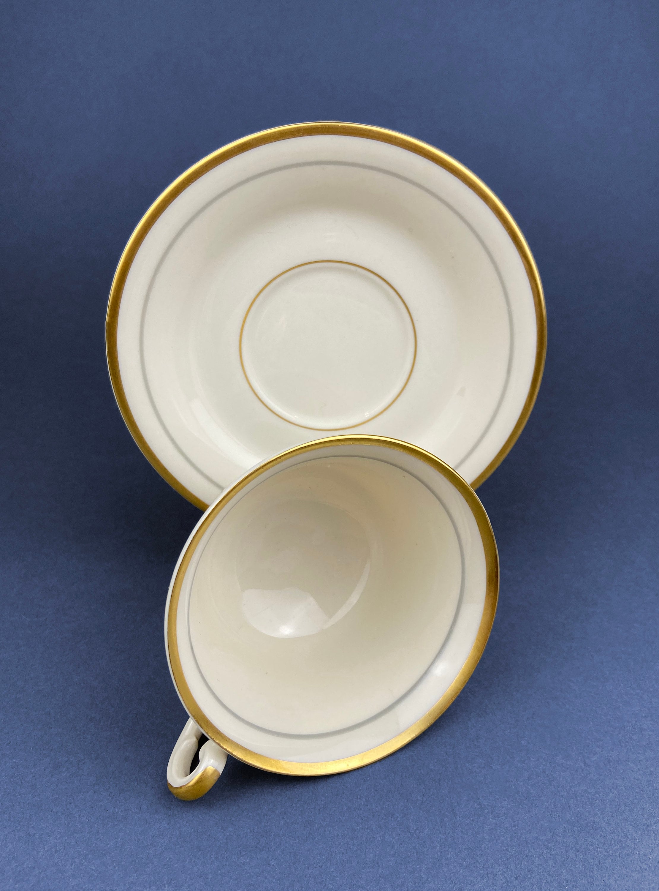Vintage Cups and Saucers by Syracuse China. Governor Clinton Pattern. Set of 5 Tea Cups Made in USA.