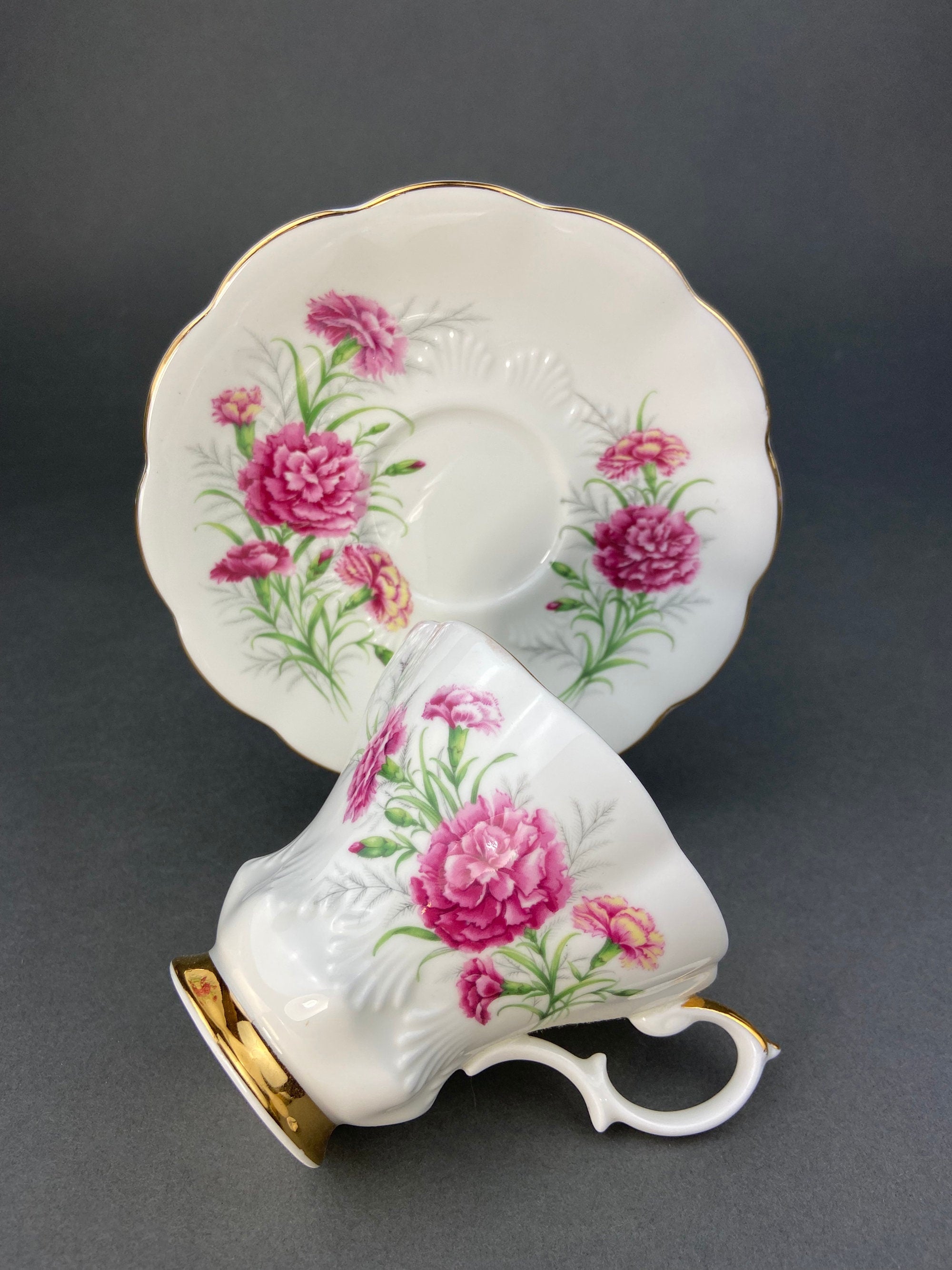 Vintage Royal Albert Tea Cup and Saucer, Carnation, Friendship Series