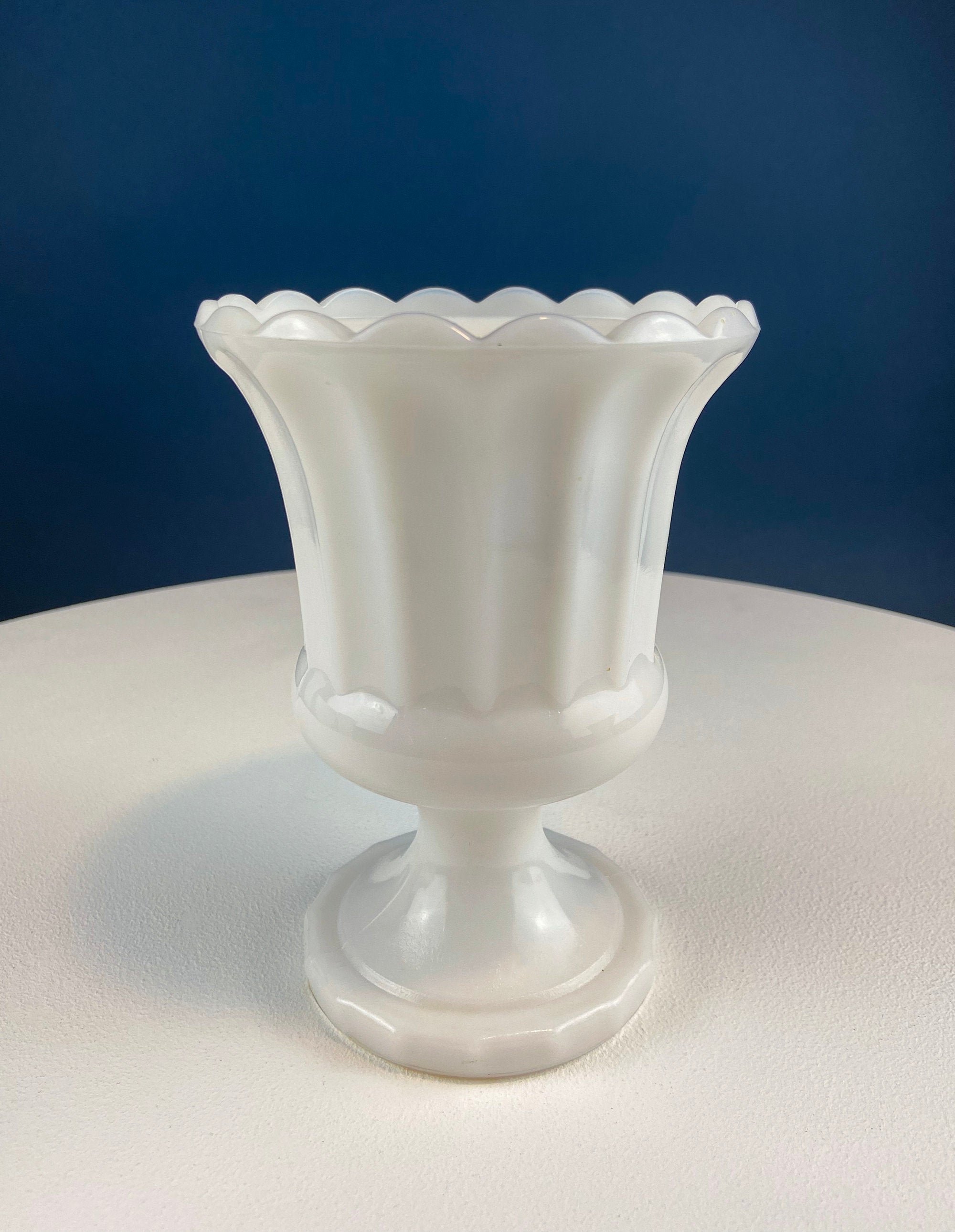 Set of Three, Fluted Milk Glass Vases. Collection of White, Modern Style Vases of Varying Shapes and Sizes. Wedding Decor. White Home Decor