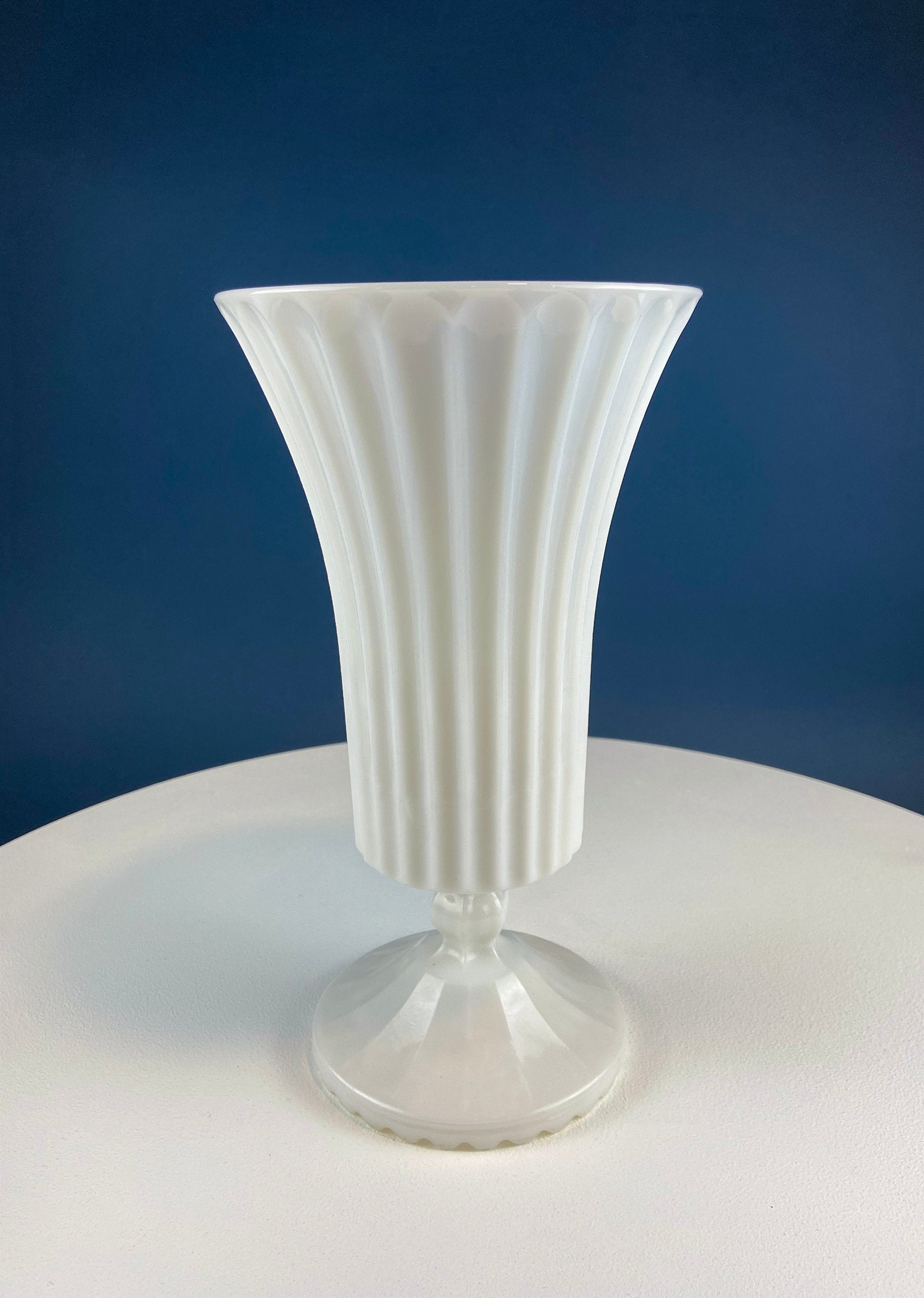 Set of Three, Fluted Milk Glass Vases. Collection of White, Modern Style Vases of Varying Shapes and Sizes. Wedding Decor. White Home Decor