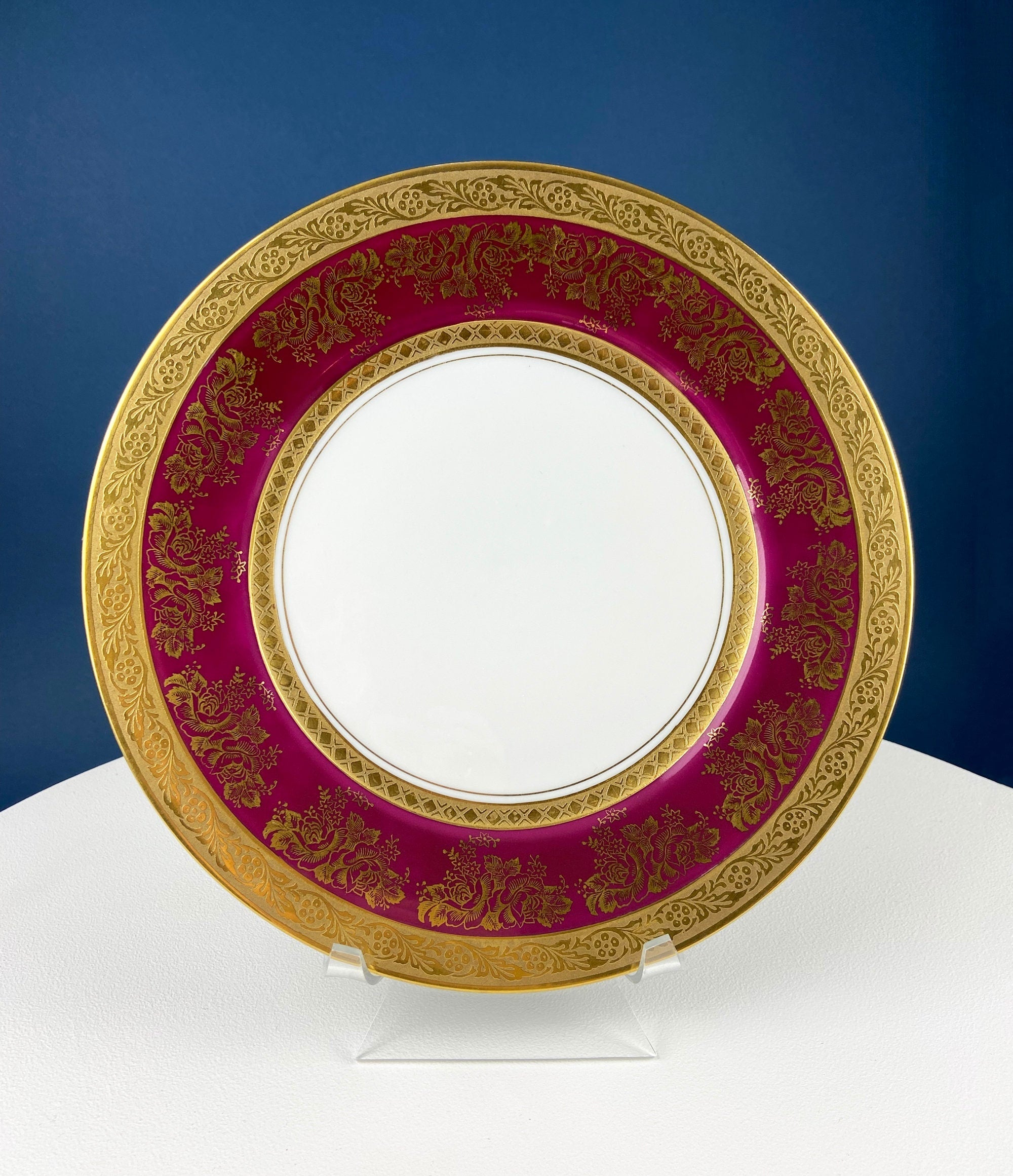 Gold Cup and Saucer with Red Plate: Wheeling Germany, Omeco Czechoslovakia Tea Set
