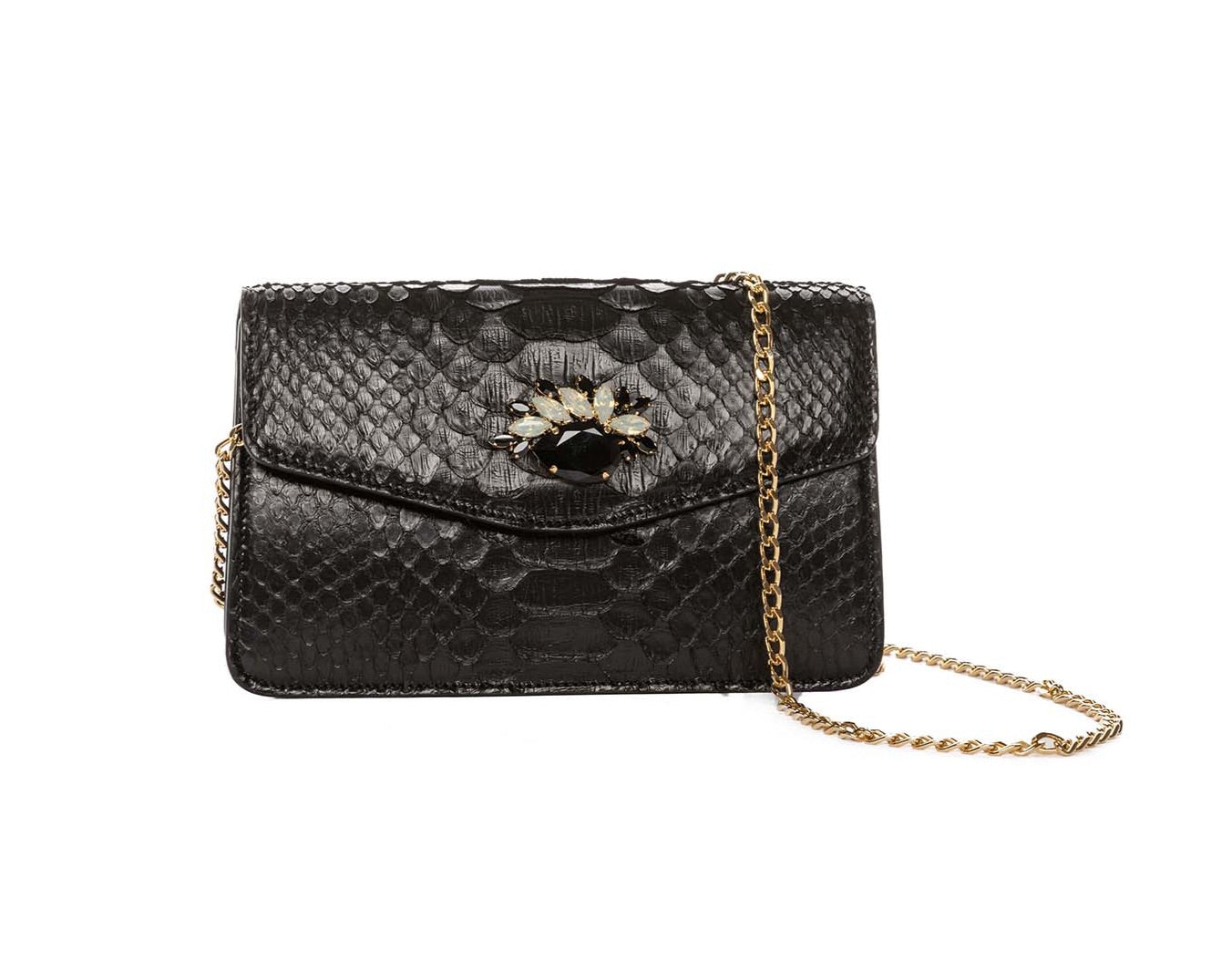 Classic Black Python Clutch