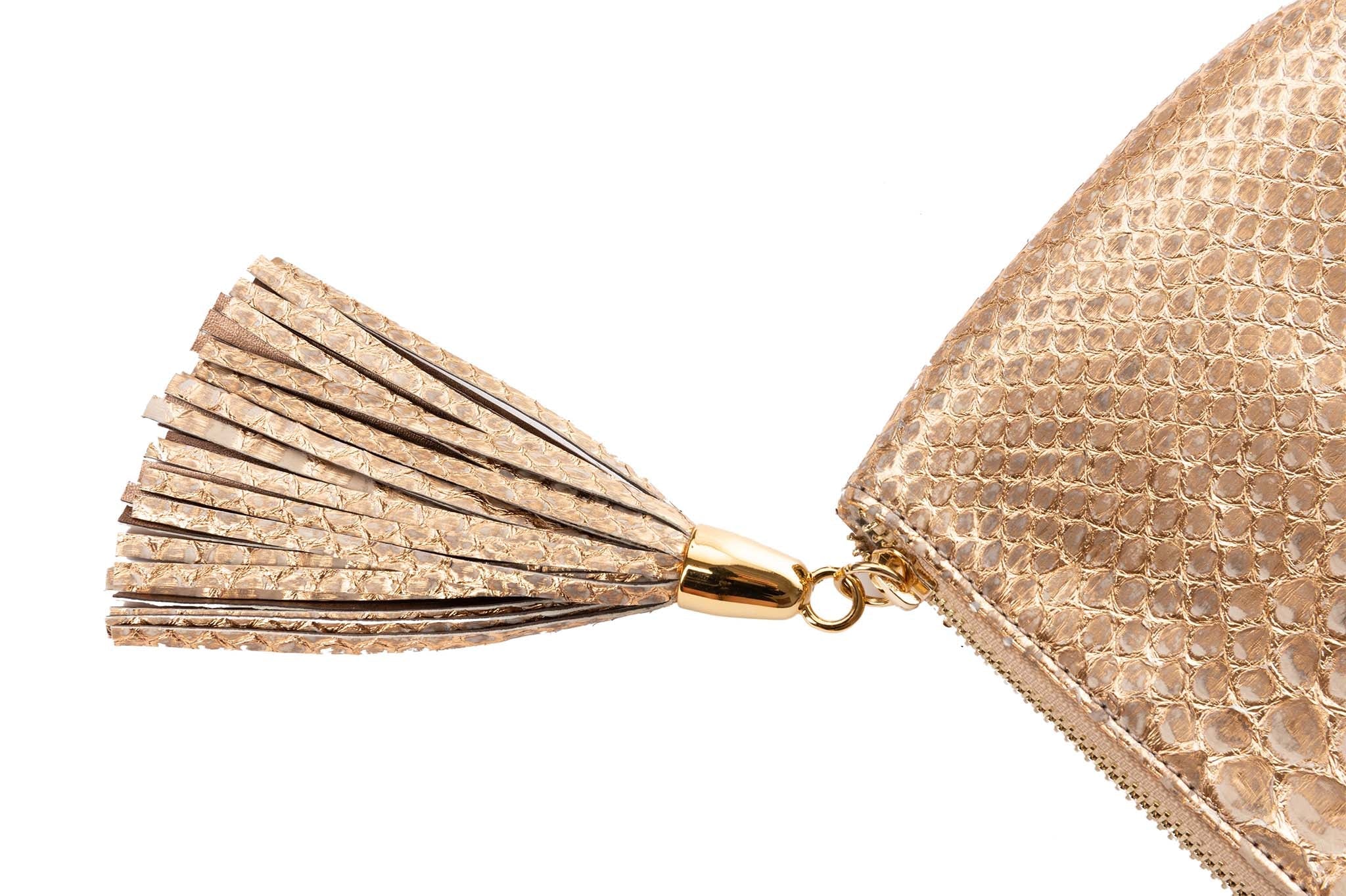 Cream/Gold PythonClutch