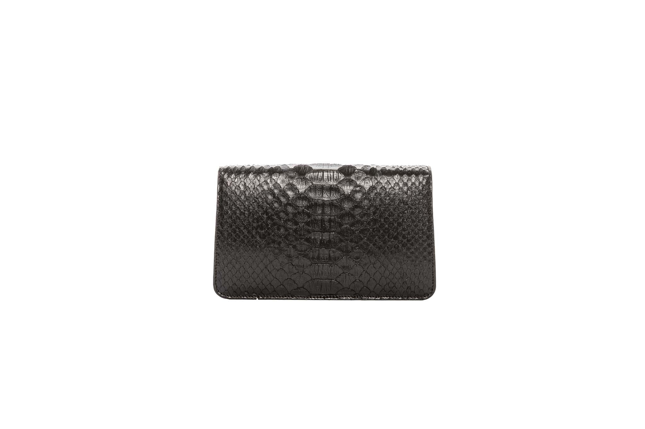 Classic Black Python Clutch