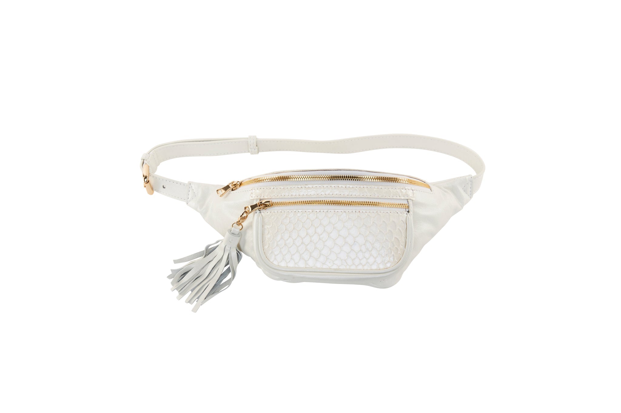 Pearl White Italian Leather/Pearl White Tilapia Fanny