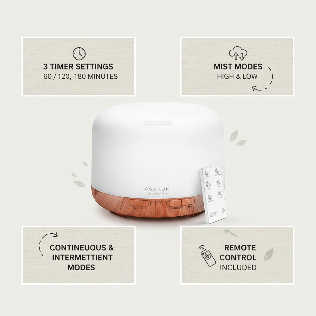 ASAKUKI Essential Oil Diffuser with Remote Control