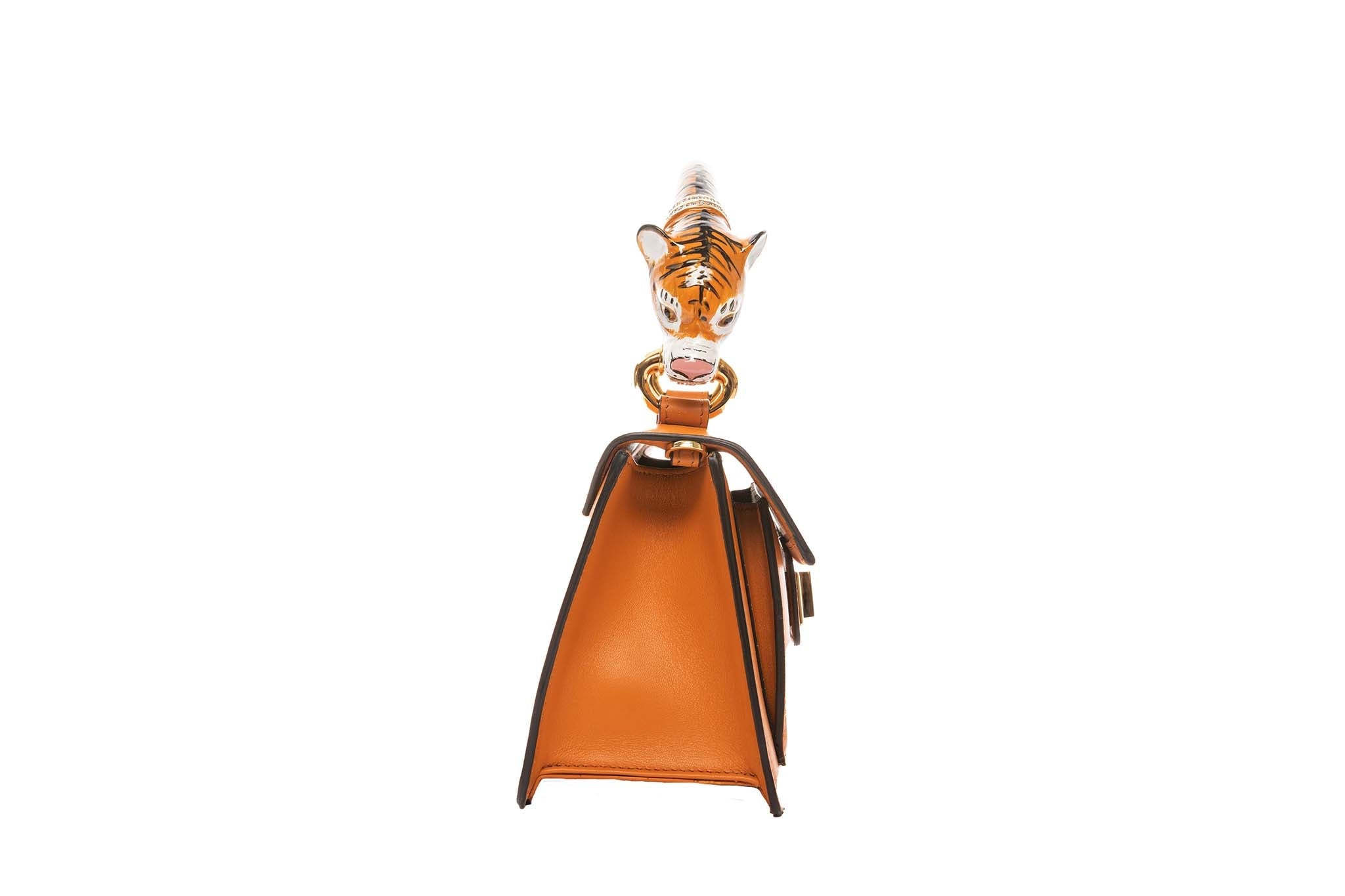 Tiger Bag With Orange Italian Leather