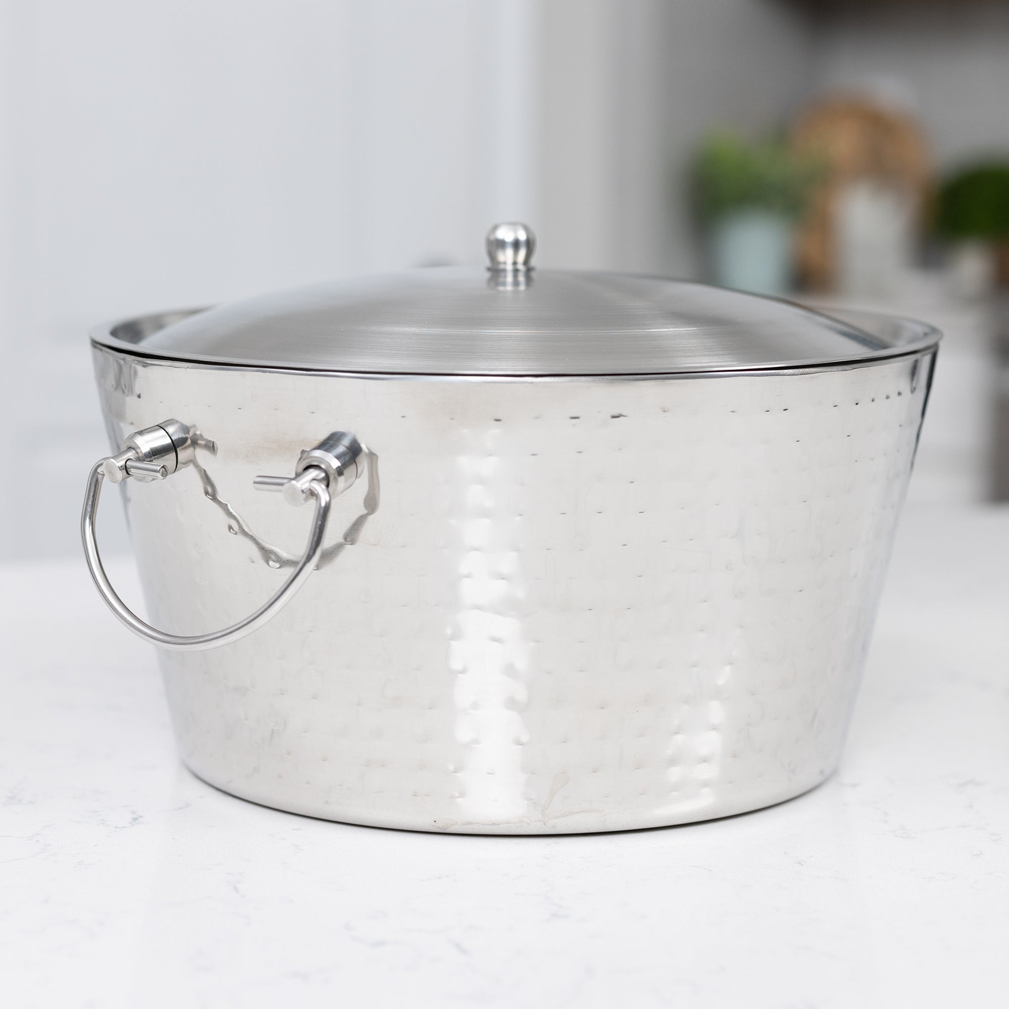 Anchored Large 3 Gallon Ice Bucket with Lid for Parties - Insulated Stainless Steel | BREKX