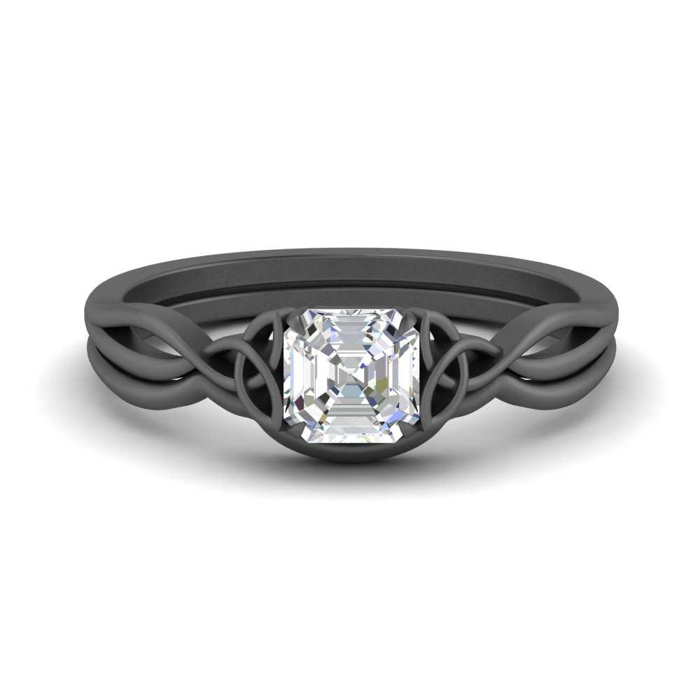 Asscher Cut Diamond Celtic Knot Ring Set