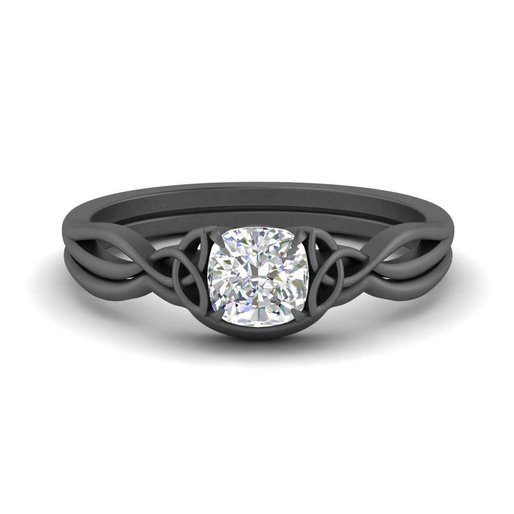 Celtic Style Cushion Cut Diamond Wedding Set
