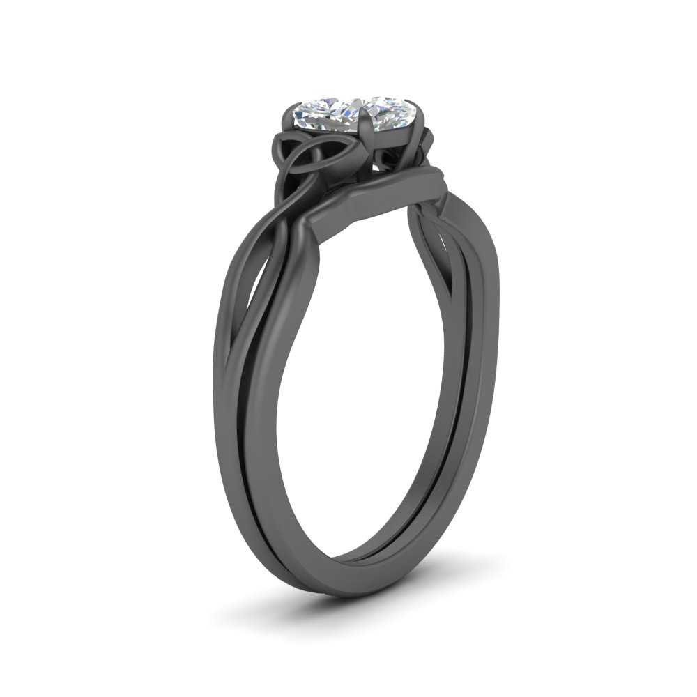 Celtic Style Cushion Cut Diamond Wedding Set