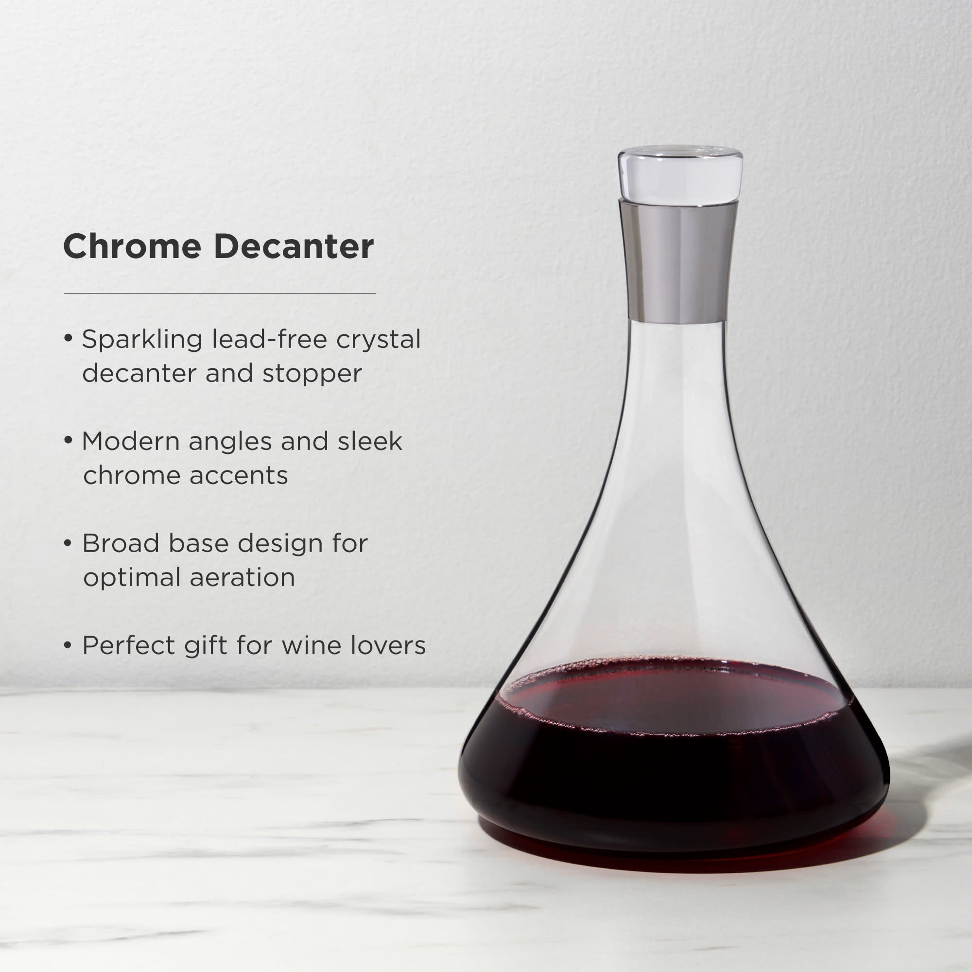 Irving Chrome-Rimmed Crystal Decanter - Overture Gifts