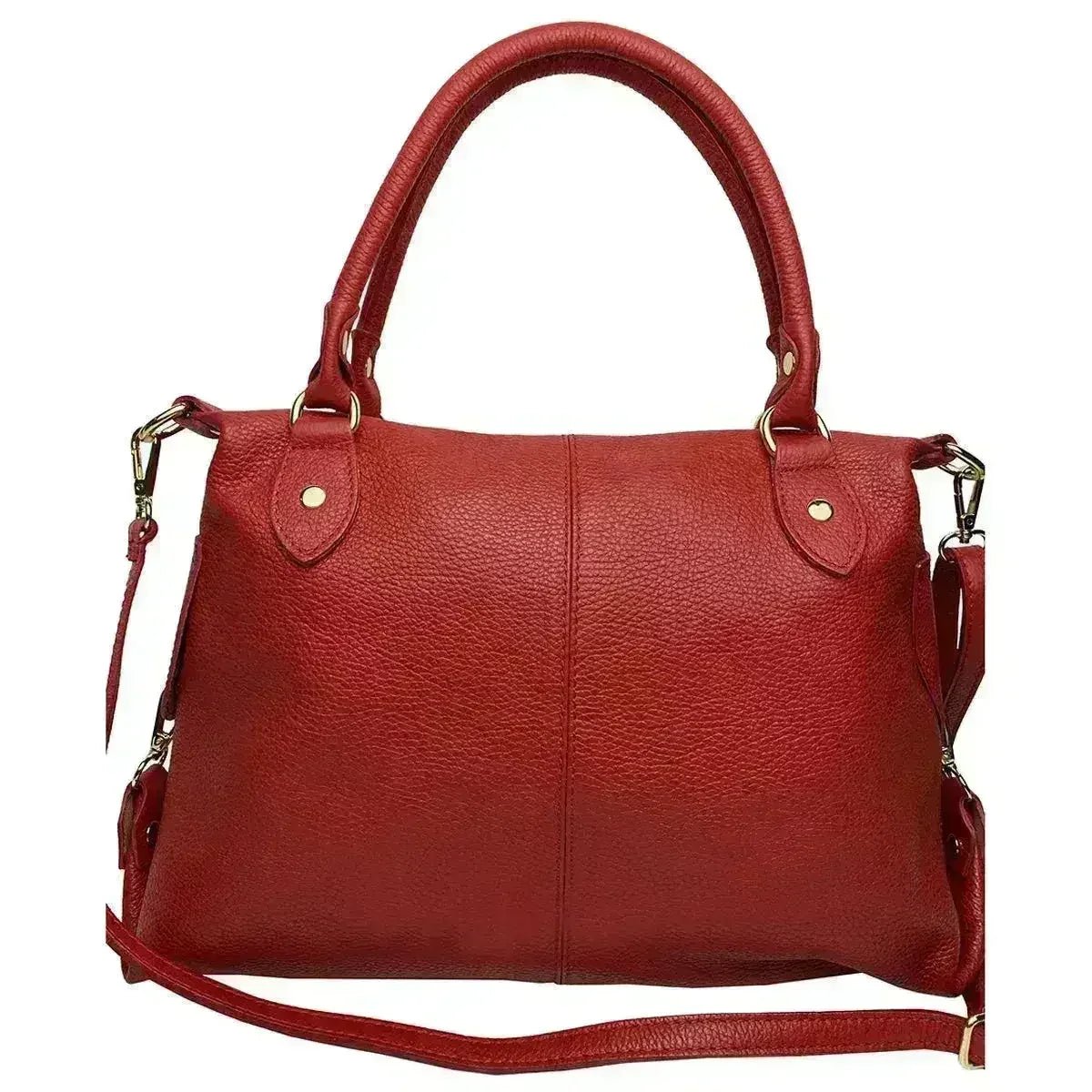 Italian Artisan SBING-DE9472-Red Women Mariza Leather Shoulder Handbag - Overture Gifts
