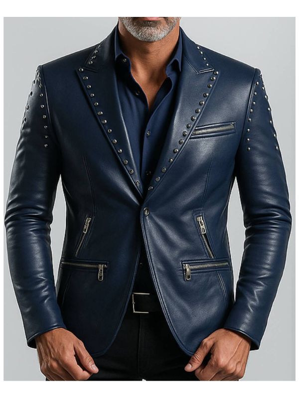 Jack Blue Leather Blazer – Men’s Premium Blue Leather Jacket