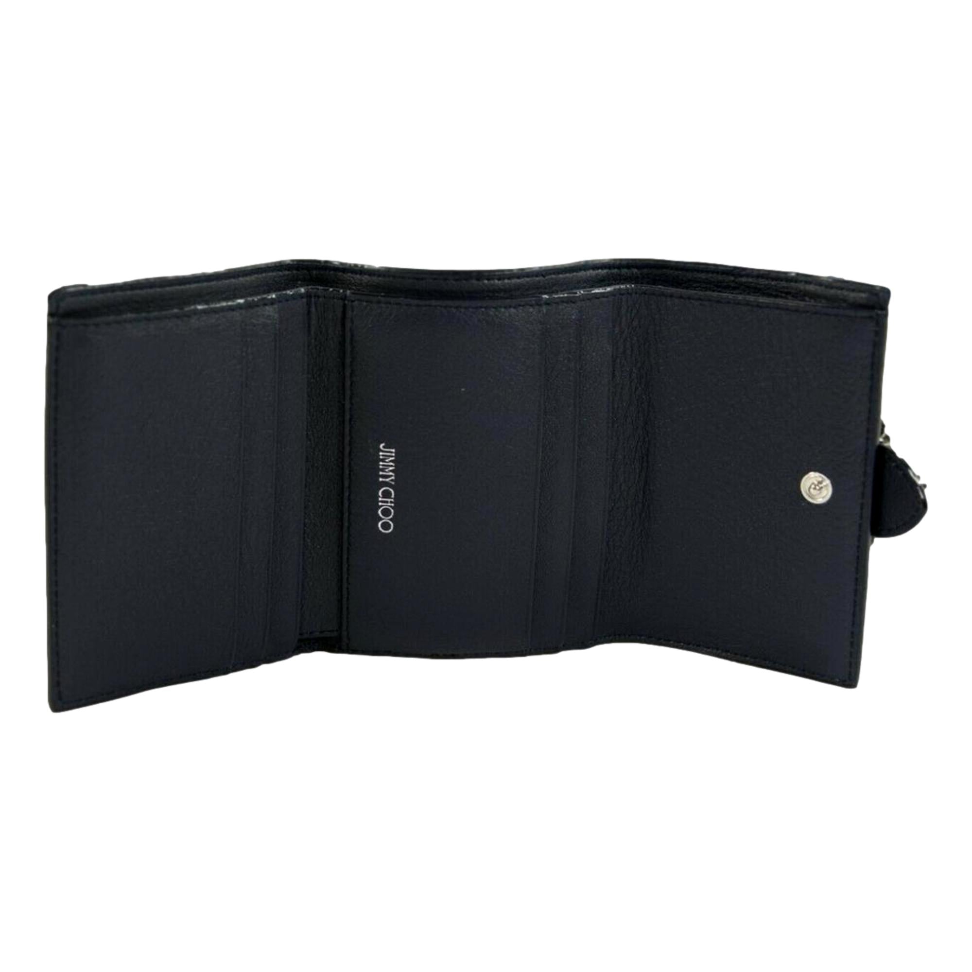 Jimmy Choo Cheri Dark Blue Leather Trifold Wallet