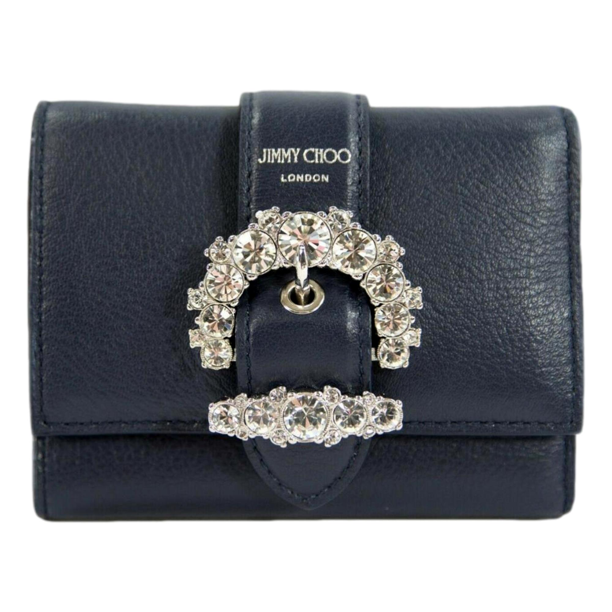 Jimmy Choo Cheri Dark Blue Leather Trifold Wallet