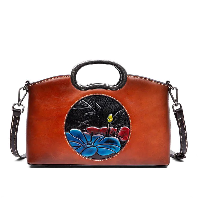 Johnature Vintage Embossed Genuine Leather Handbag - Overture Gifts