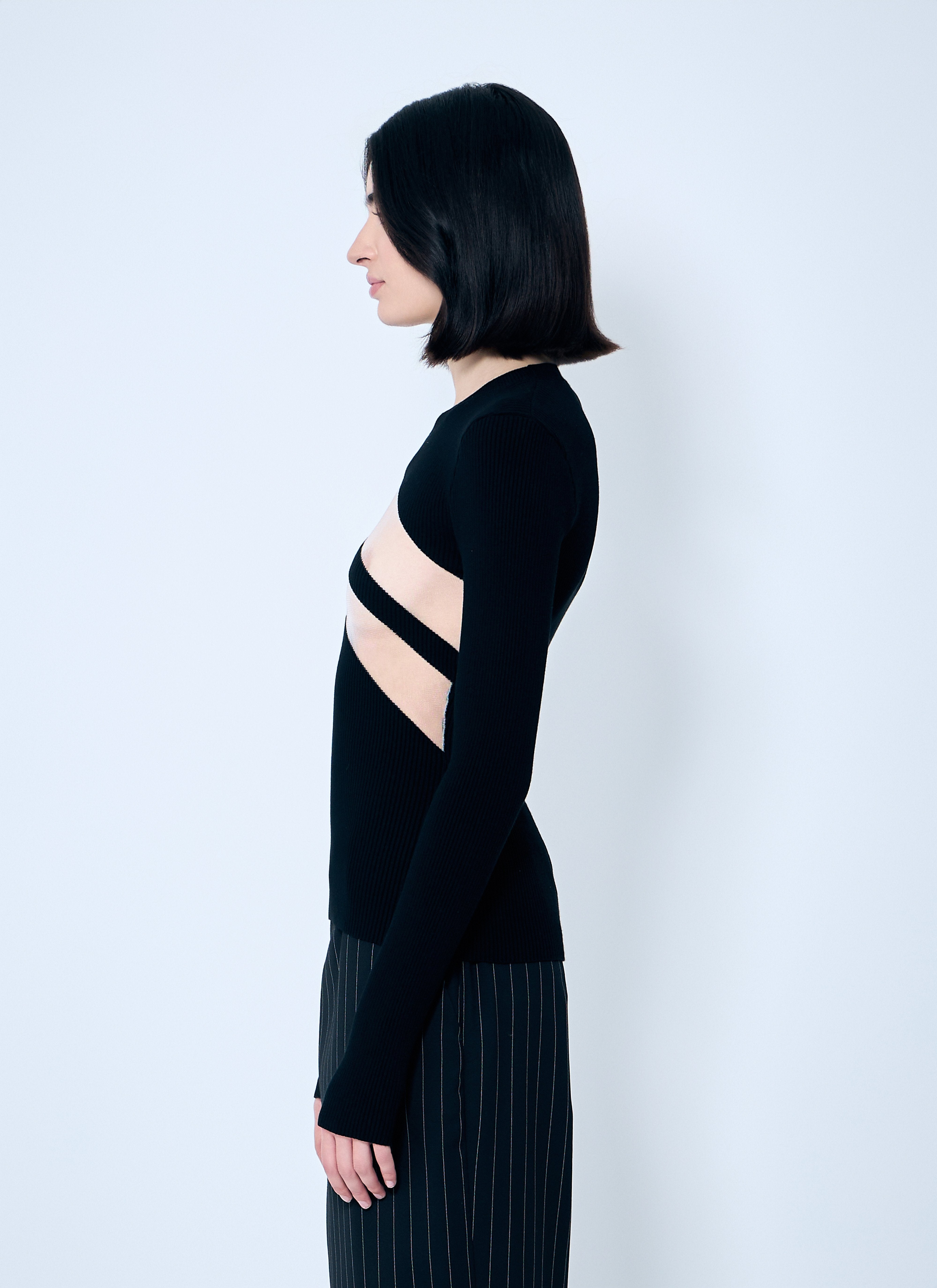 Jean Paul Gaultier Women Rib Sweater With Transparent Panels