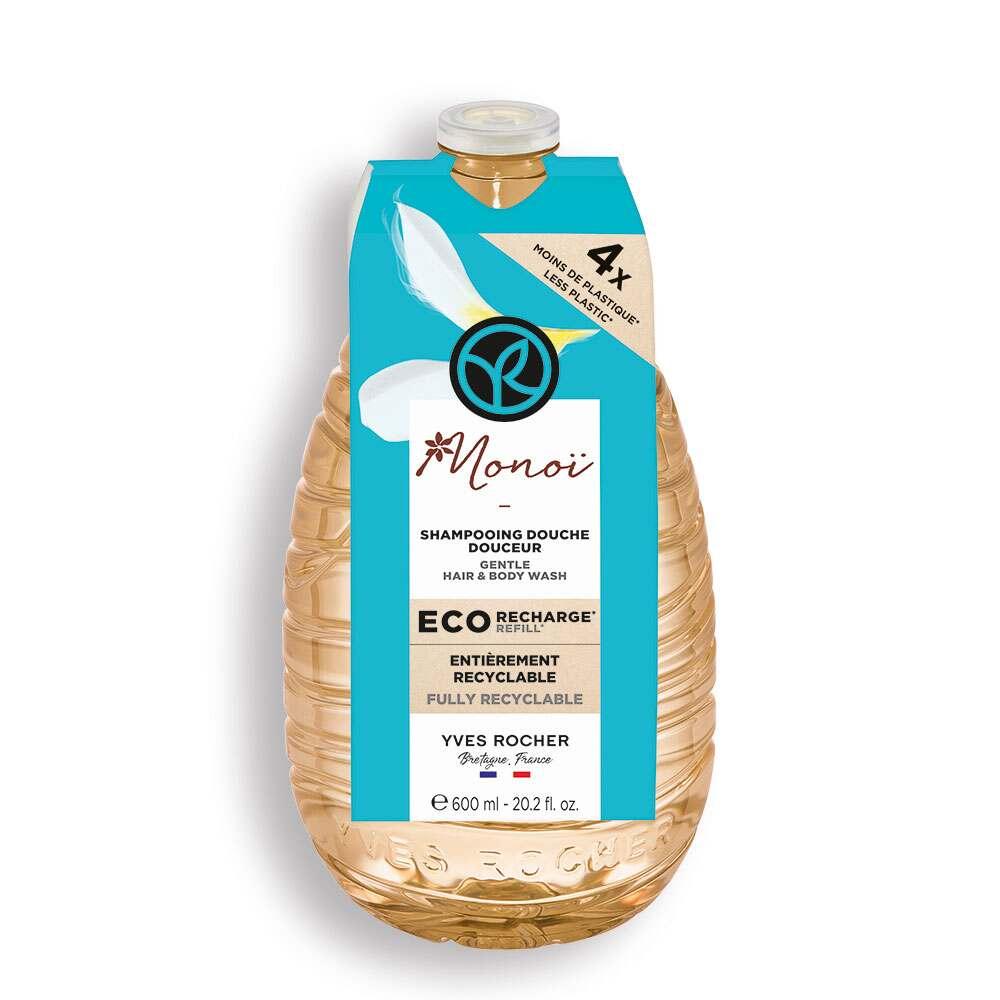 Monoi Eko Refill Eco-Friendly Shampoo and Body Wash - Gentle Cleansing for Hair and Body, 20.29 fl oz