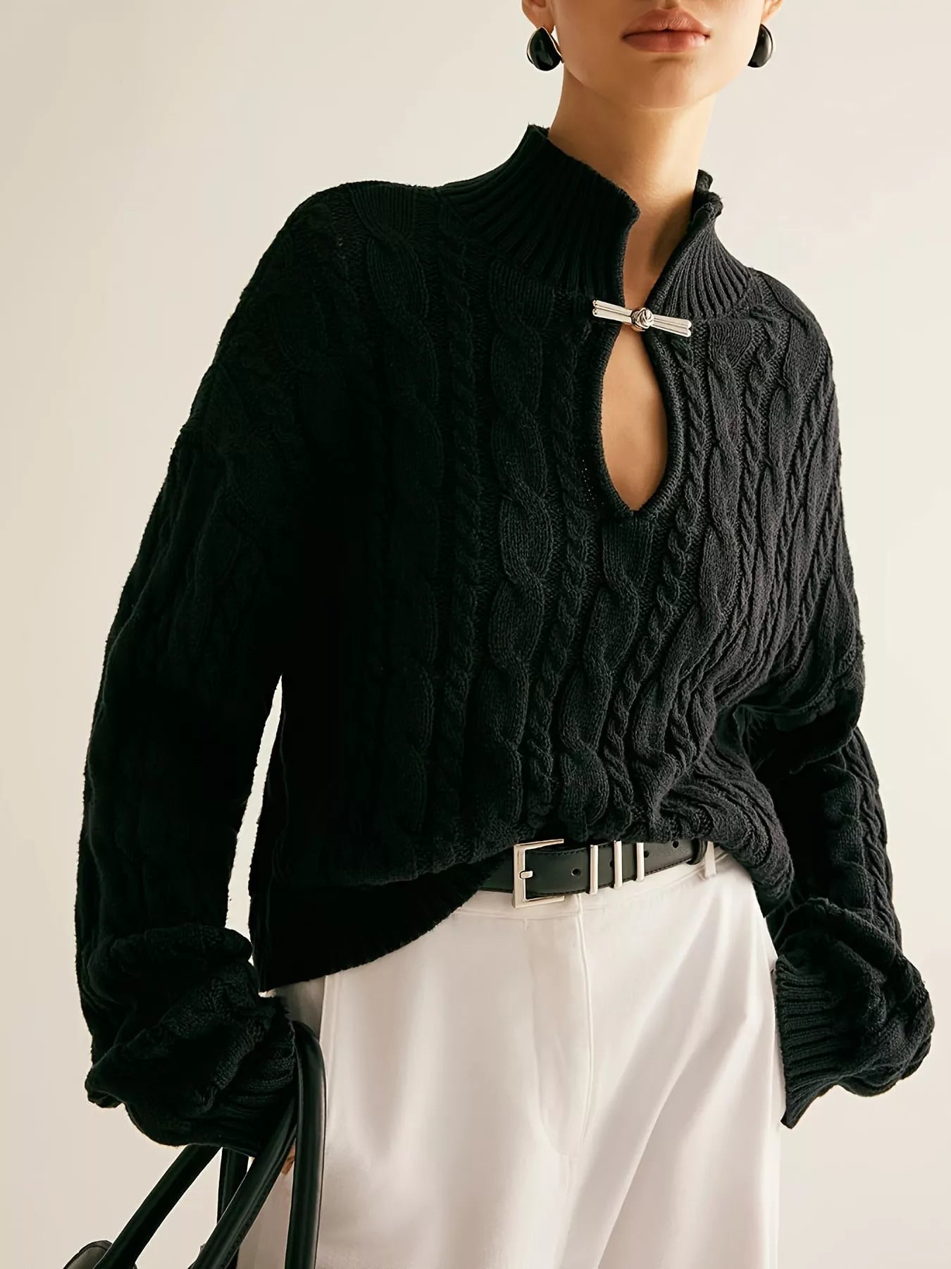 Keyhole Cable-Knit Sweater - Overture Gifts
