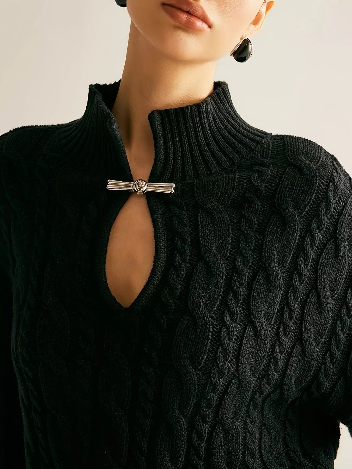 Keyhole Cable-Knit Sweater - Overture Gifts