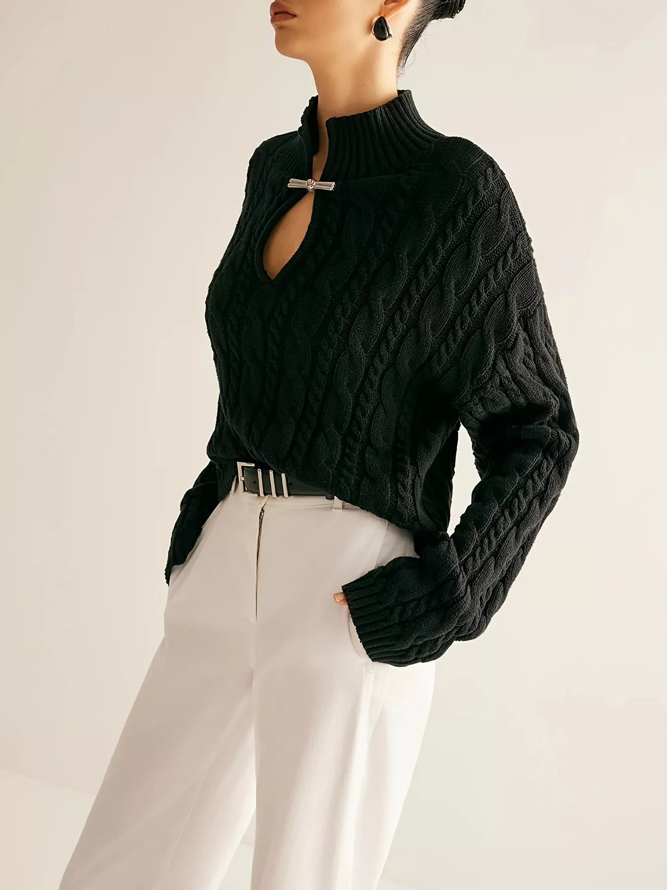 Keyhole Cable-Knit Sweater - Overture Gifts