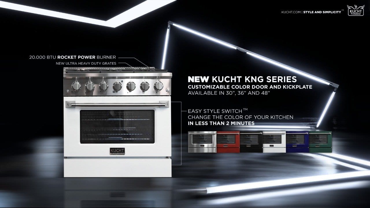 Kucht 36" Gas Range, Stainless Steel with Red Oven Door, KNG361-R