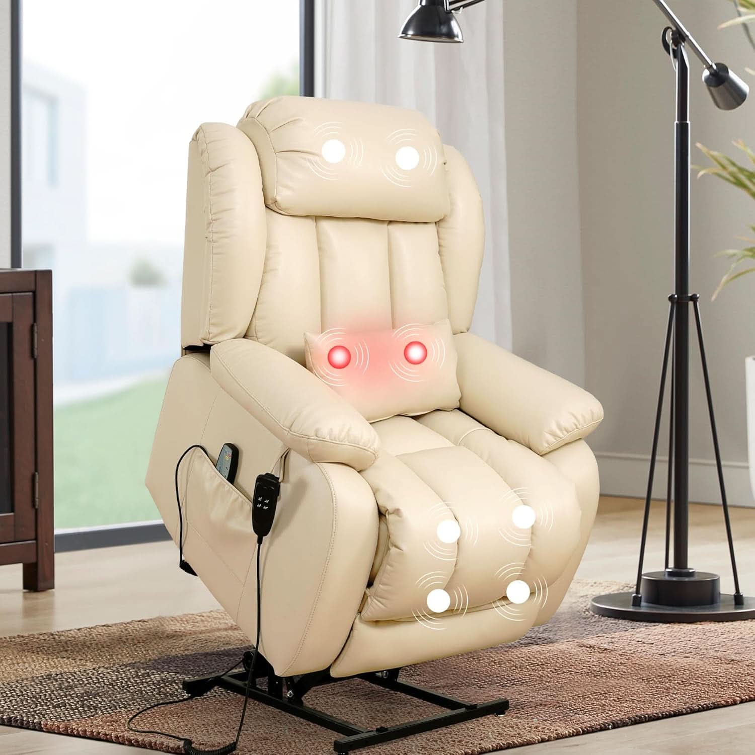 Large Reclining Lift Chair With Dual Motor Massage - Overture Gifts