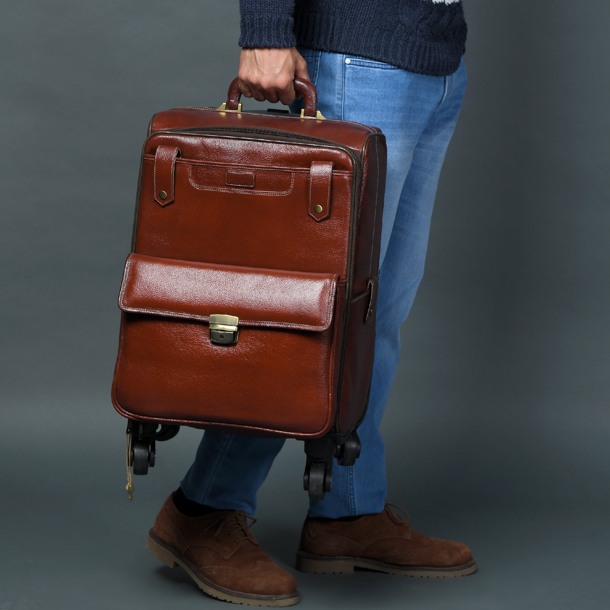 Leather Carry-On Trolly Bag - Overture Gifts