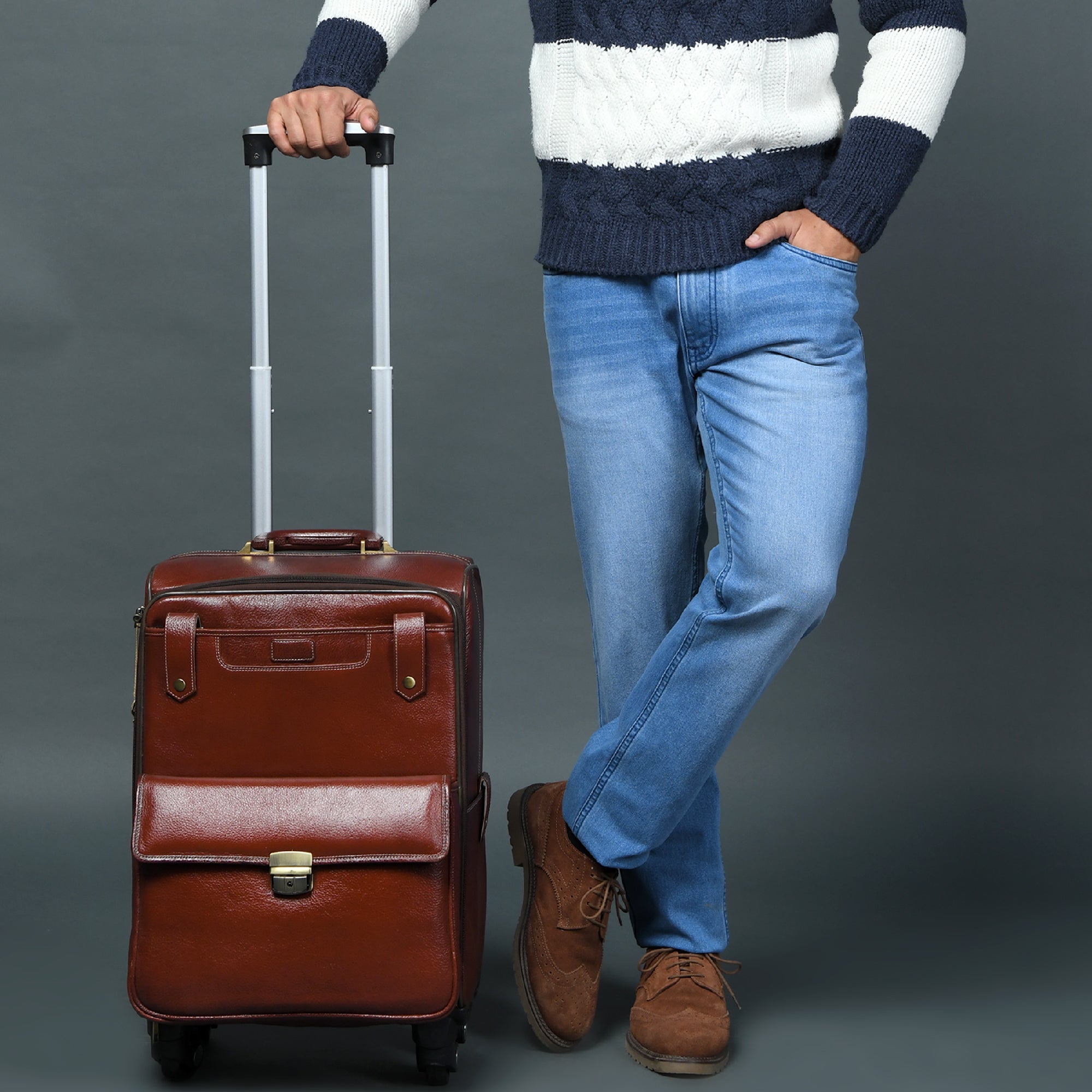 Leather Carry-On Trolly Bag - Overture Gifts