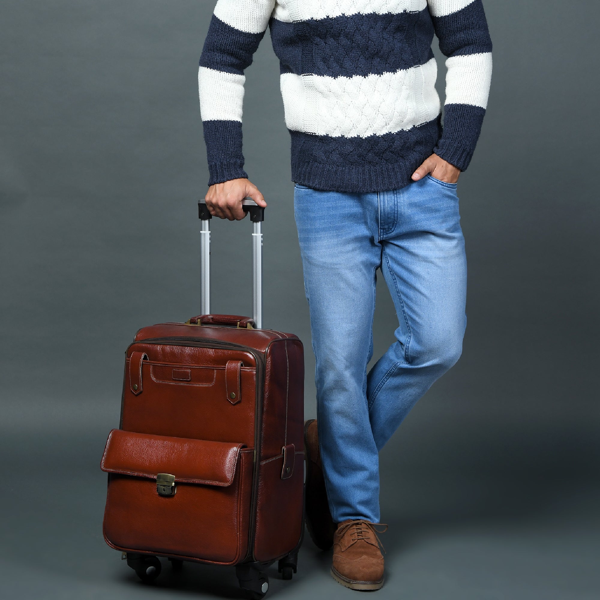 Leather Carry-On Trolly Bag - Overture Gifts