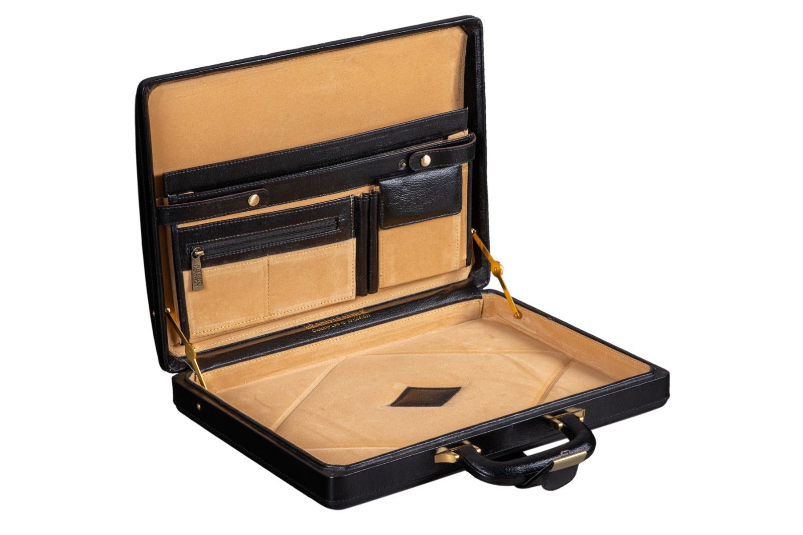 Leather Executive Men's Leather Attache Briefcase - Black - Overture Gifts
