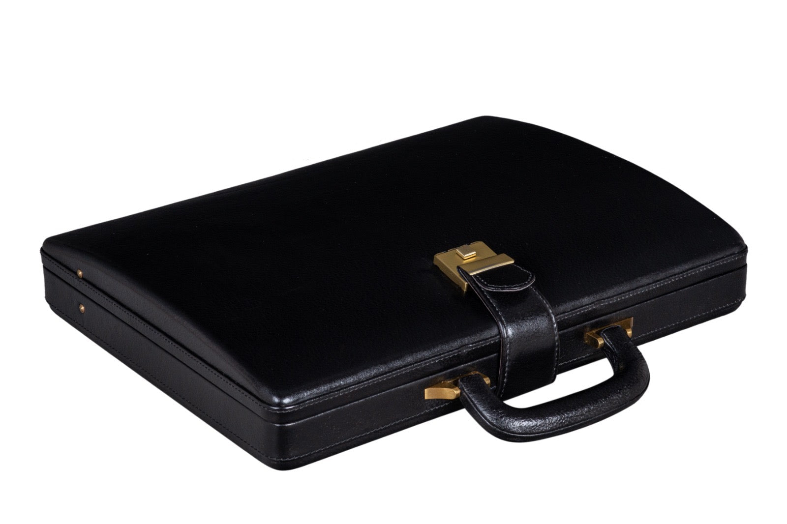 Leather Executive Men's Leather Attache Briefcase - Black - Overture Gifts