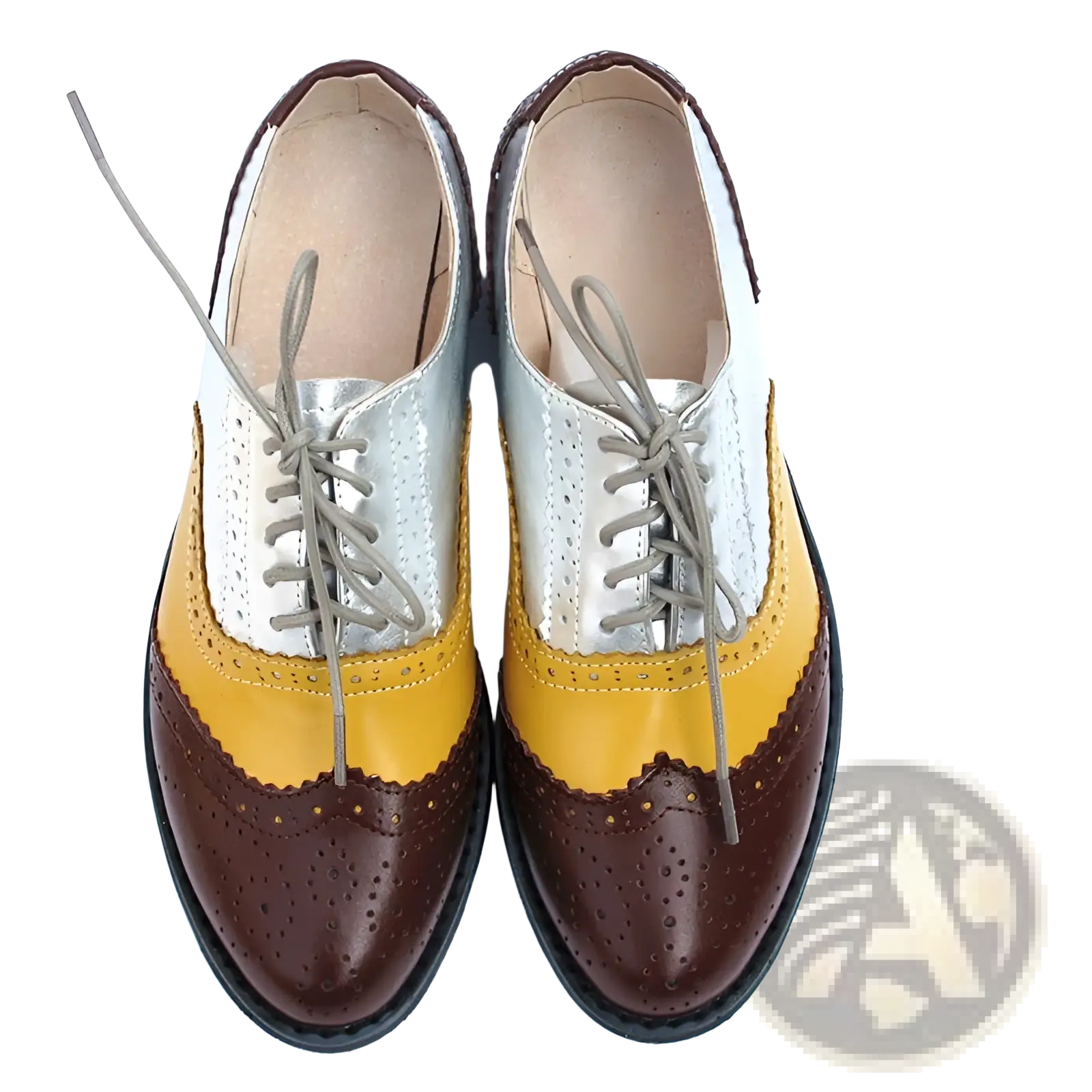 Leather Oxford Brogue Shoes Women's Two Tone Flats