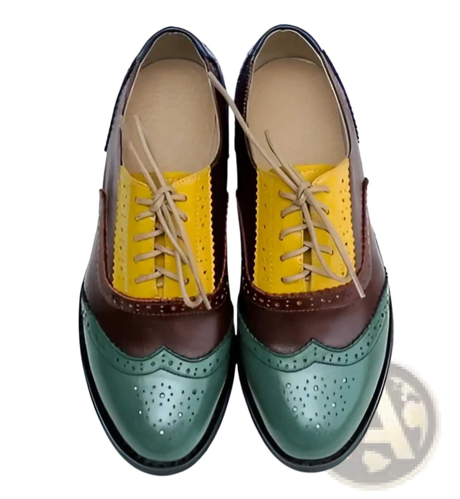 Leather Oxford Brogue Shoes Women's Two Tone Flats