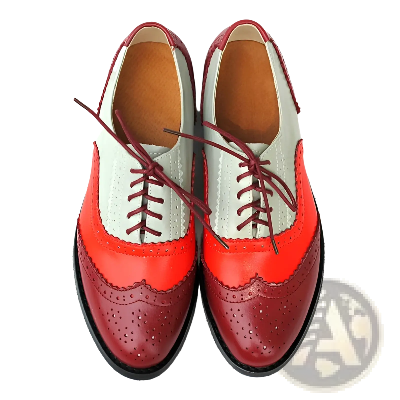 Leather Oxford Brogue Shoes Women's Two Tone Flats