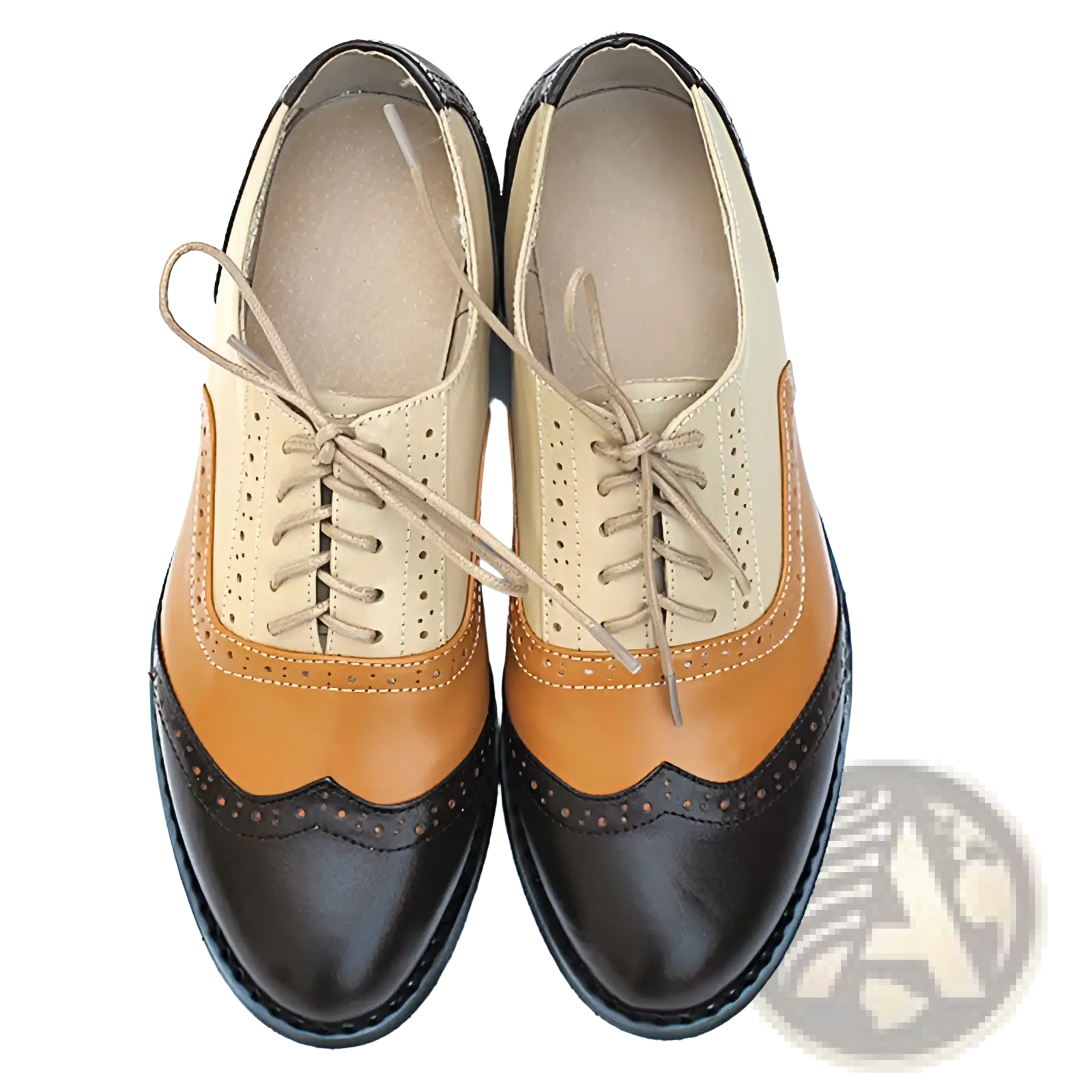 Leather Oxford Brogue Shoes Women's Two Tone Flats