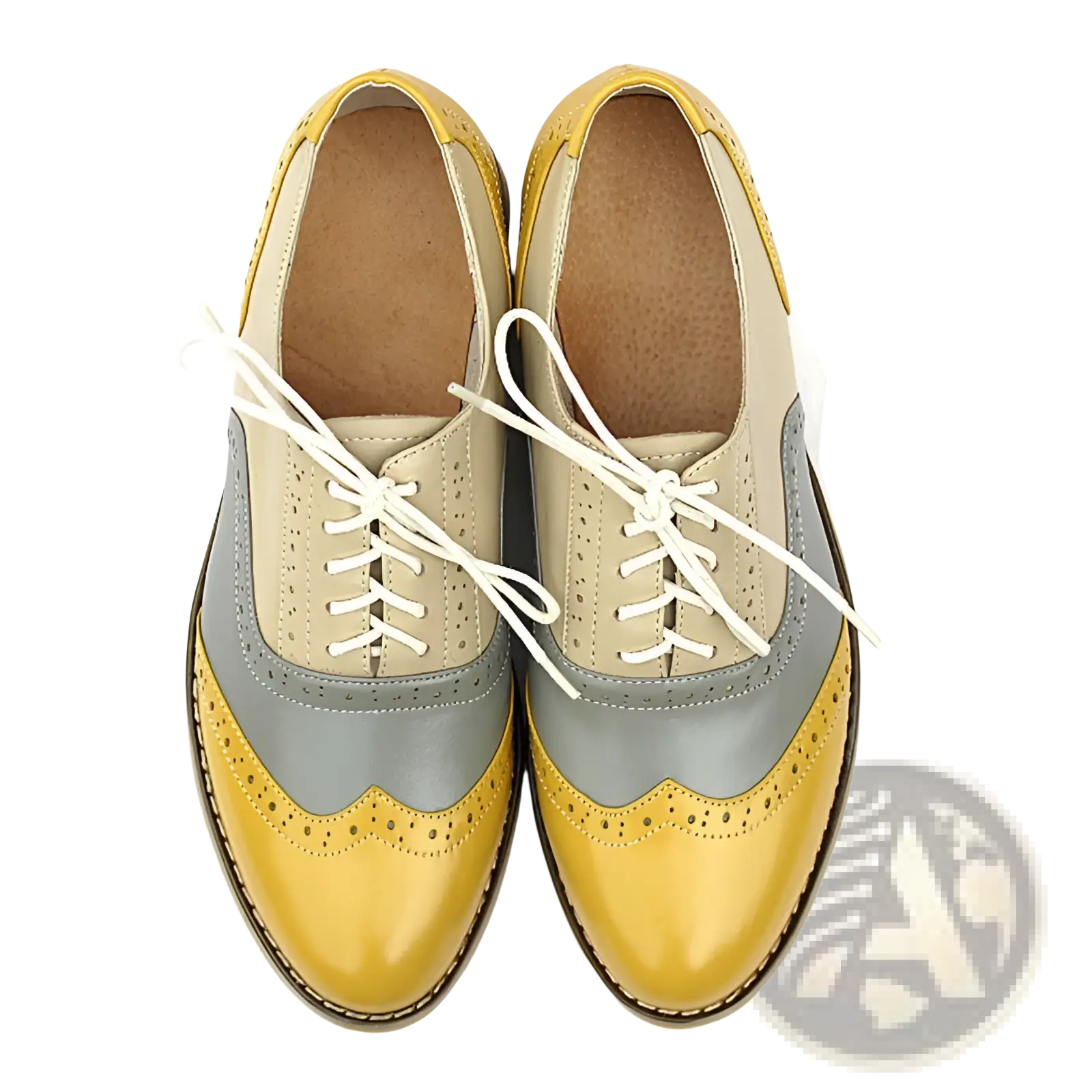 Leather Oxford Brogue Shoes Women's Two Tone Flats