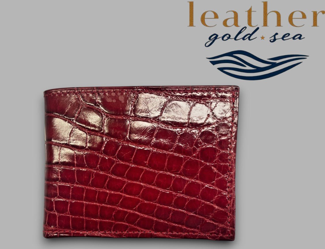 Leather Wallet – Green & Brown | Italian Leather Wallet | Alligator Design - Overture Gifts
