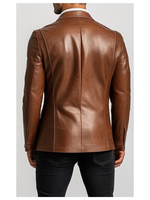 Leo Stylish Brown Premium Leather Blazer Jacket