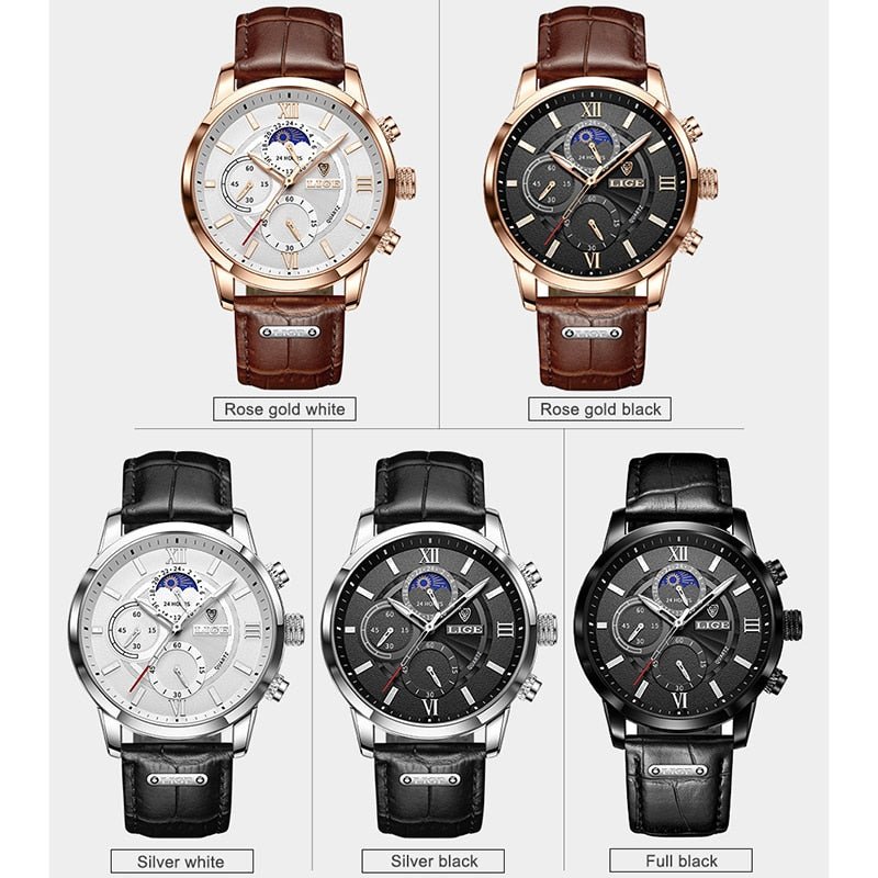 LIGE Men's Watches Top Brand Luxury Men Wrist Watch Leather Quartz Watch Sports Waterproof Male Clock Relogio Masculino+Box - Overture Gifts