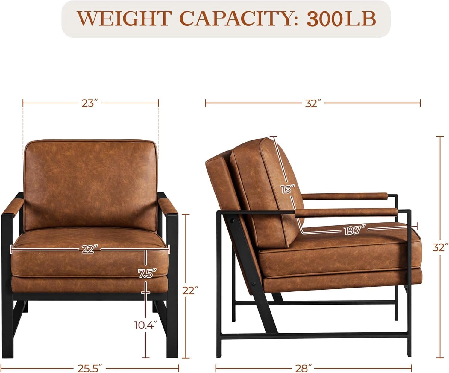 Luxurious PU Leather Armchair Set Ultrasoft Chestnut - Overture Gifts
