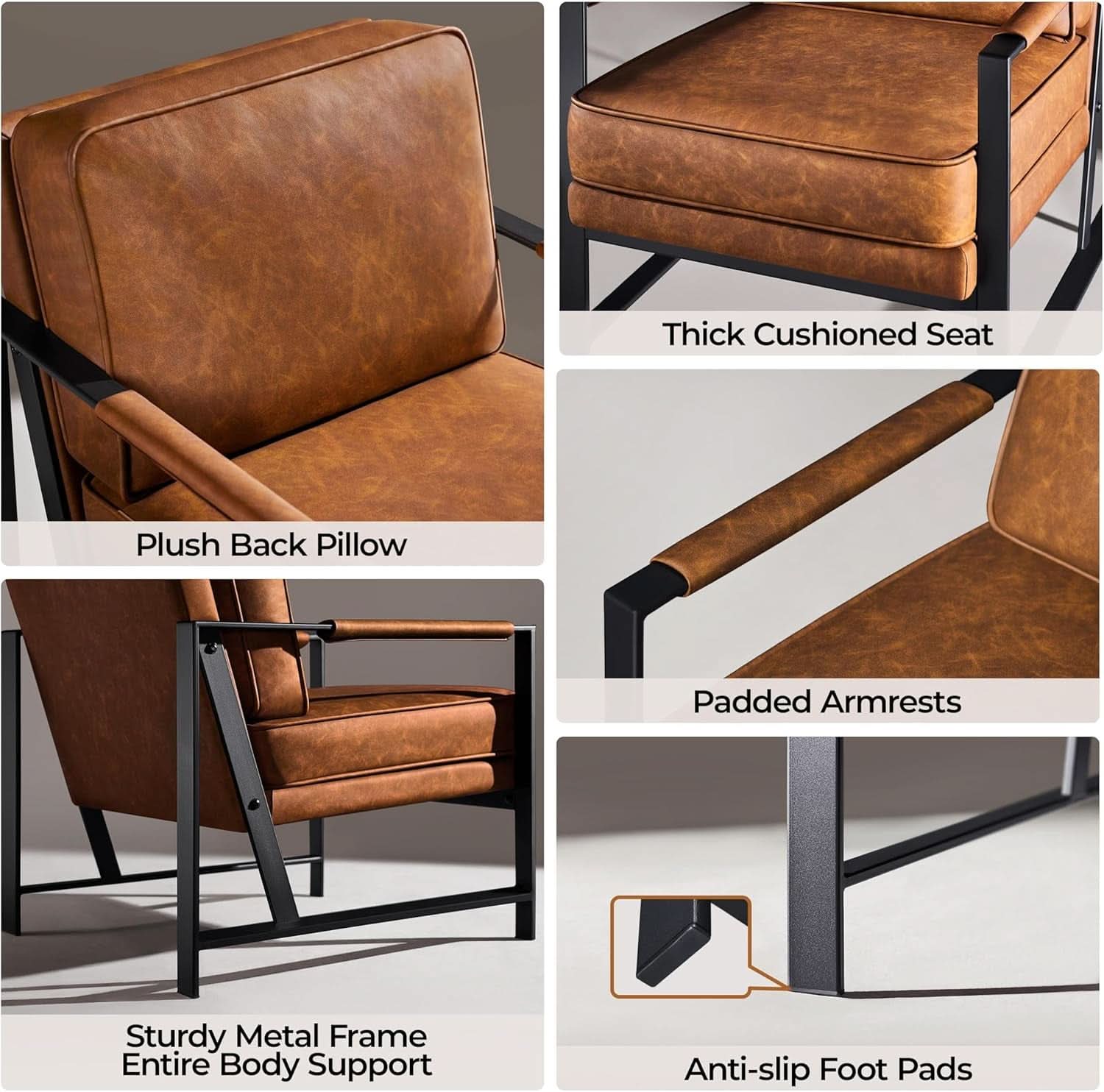 Luxurious PU Leather Armchair Set Ultrasoft Chestnut - Overture Gifts