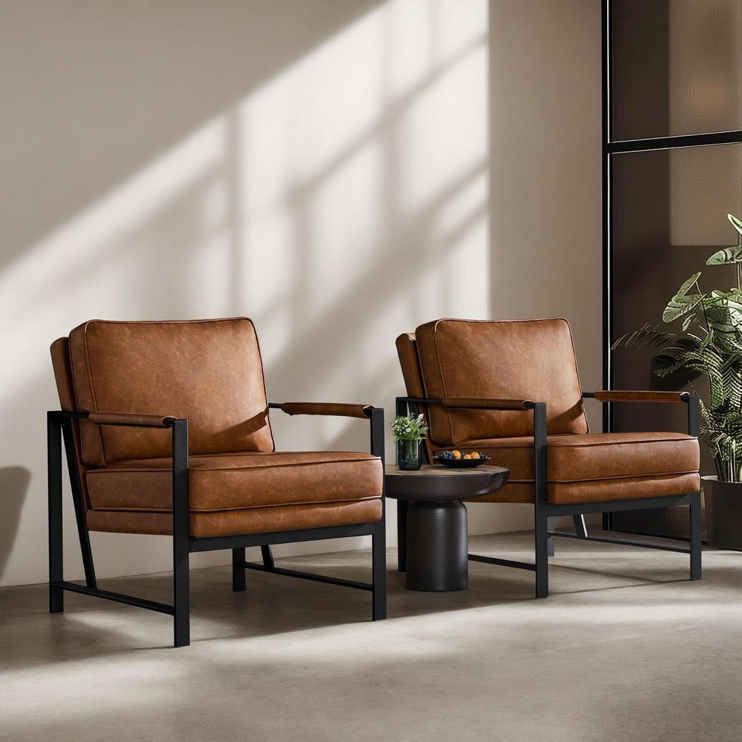 Luxurious PU Leather Armchair Set Ultrasoft Chestnut - Overture Gifts