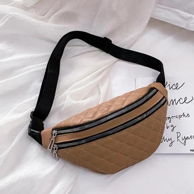 Luxury Black PU Leather Fashion Women Waist Bag Waterproof Fanny Pack Beautiful Design Fanny Pack Cool Travel Waist Bag - Overture Gifts